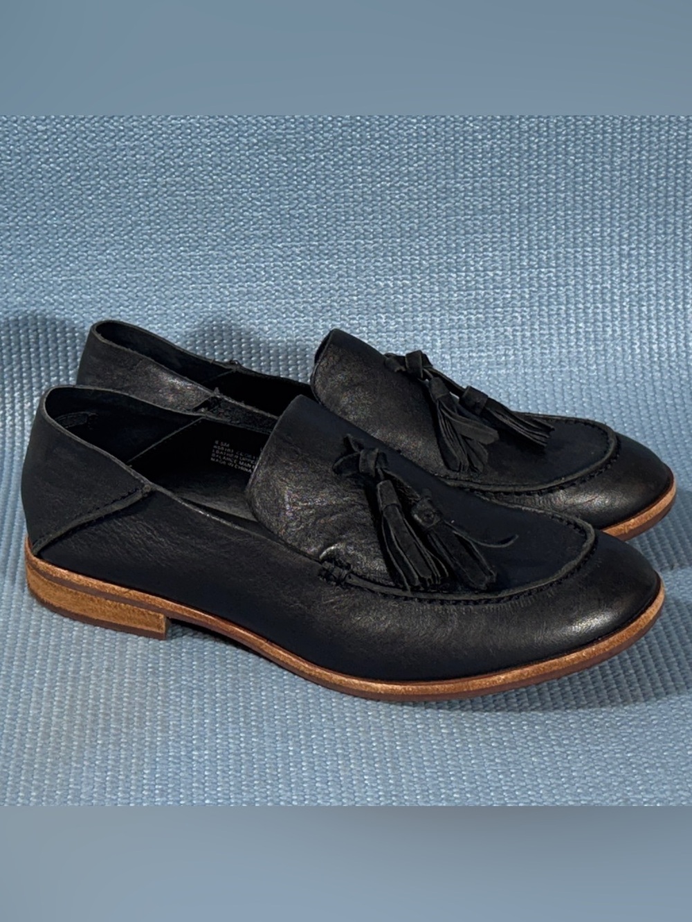Kork-Ease Tinga Black Leather Slip On Tassel Loafer Shoes Women’s Size 6.5